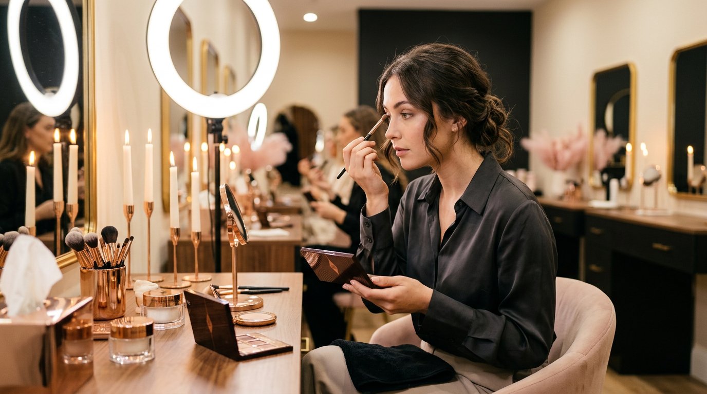 Make-up Artistin bei der Arbeit